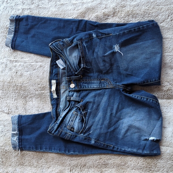 KanCan Distressed Stretchy Mid Rise Skinny Ankle Raw Hem Blue Jeans Size 26 - Picture 2 of 7